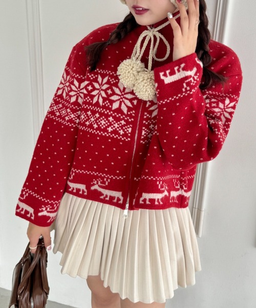 Loueme(ルエム)の「ノルディックニットジップカーディガン(ニット/セーター・レディース・レッド/ネイビー/アイボリー・FREE)」の22枚目の写真