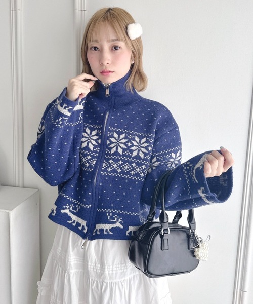 Loueme(ルエム)の「ノルディックニットジップカーディガン(ニット/セーター・レディース・レッド/ネイビー/アイボリー・FREE)」の18枚目の写真