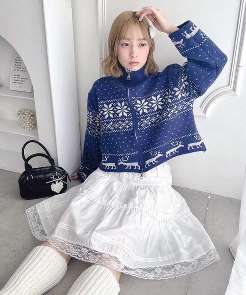 セール】ノルディックニットジップカーディガン（ニット/セーター