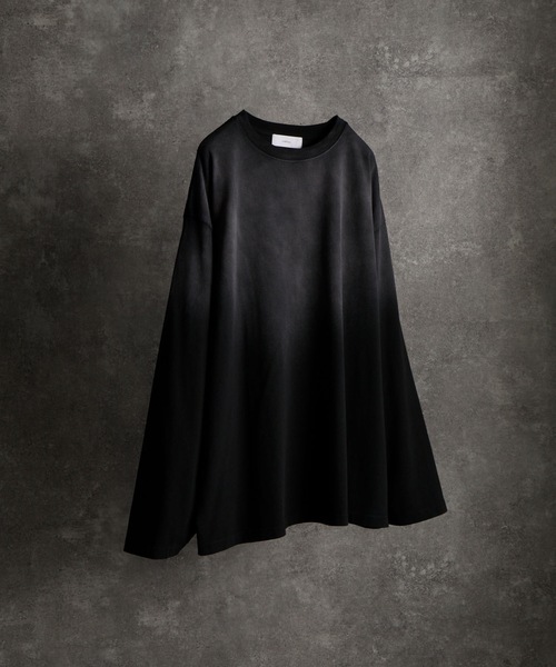 c4091【アパルトモン】長袖 コットン シャツ 黒 オーバーサイズ ワイド袖 extra quality wide sleeve (over size) long-T / エクストラ