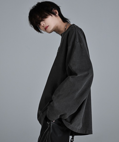ADRER（アドラー）の「extra quality wide sleeve (over size) long-T / エクストラクオリティワイドスリーブ(オーバーサイズ)ロンT（Tシャツ/カットソー・メンズ・ブラック/ホワイト×ブラック/ブラック系その他/チャコールグレー/ホワイト/ライトグレー/グレー系2/ワイン/グレー系1/ブラック系1/グレー系3・SMALL/MEDIUM/LARGE/XX-SMALL/X-SMALL）」の22枚目の写真
