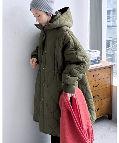 reca（レカ）の「キルトフード付コート（その他アウター・レディース・ブラック/カーキ/アイボリー・M）」の3枚目の写真