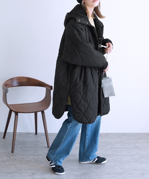 reca（レカ）の「キルトフード付コート（その他アウター・レディース・ブラック/カーキ/アイボリー・M）」の6枚目の写真