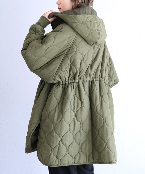 reca（レカ）の「キルトフード付コート（その他アウター・レディース・ブラック/カーキ/アイボリー・M）」の8枚目の写真