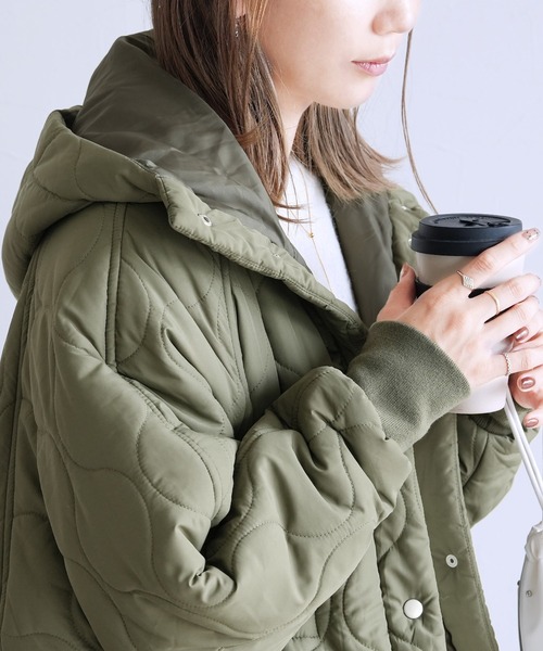 reca（レカ）の「キルトフード付コート（その他アウター・レディース・ブラック/カーキ/アイボリー・M）」の10枚目の写真