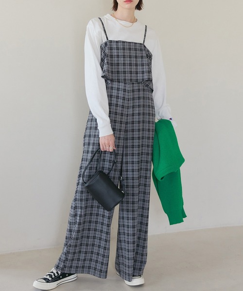 【セール】チェックキャミオールインワン（サロペット/オーバーオール）｜meilmada（メイルマダ）
