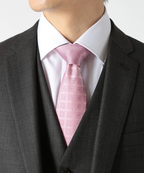 CROWDED CLOSET（クラウデッドクローゼット）の「シャドー小紋/シャドー鹿の子柄クレリックタイ（ネクタイ・メンズ・ネイビー/シルバー/ピンク・FREE）」の12枚目の写真