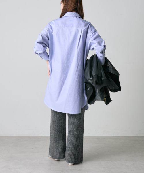 PUAL CE CIN（ピュアルセシン）の「ワイドリブニットフレアパンツ（その他パンツ・レディース・チャコールグレー/グレー・FREE）」の5枚目の写真