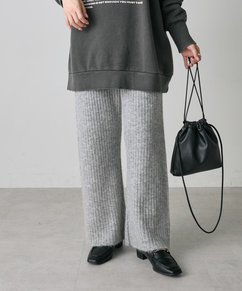PUAL CE CIN（ピュアルセシン）の「ワイドリブニットフレアパンツ（その他パンツ・レディース・チャコールグレー/グレー・FREE）」の14枚目の写真