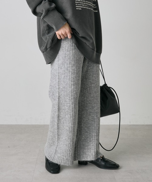PUAL CE CIN（ピュアルセシン）の「ワイドリブニットフレアパンツ（その他パンツ・レディース・チャコールグレー/グレー・FREE）」の15枚目の写真