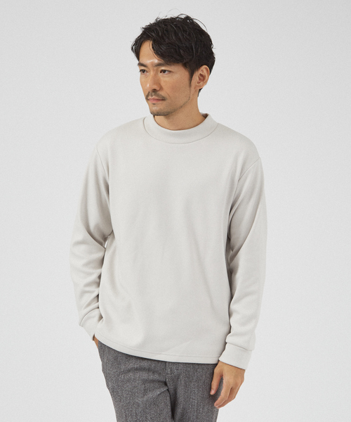 ABAHOUSE GRAY(アバハウスグレイ)の「【ふわふわ・もちもち】裏シャギー モックネック プルオーバー(スウェット・メンズ・ネイビー/ブラック/チャコールグレー/ホワイト/グレイッシュベージュ・46/48)」の4枚目の写真