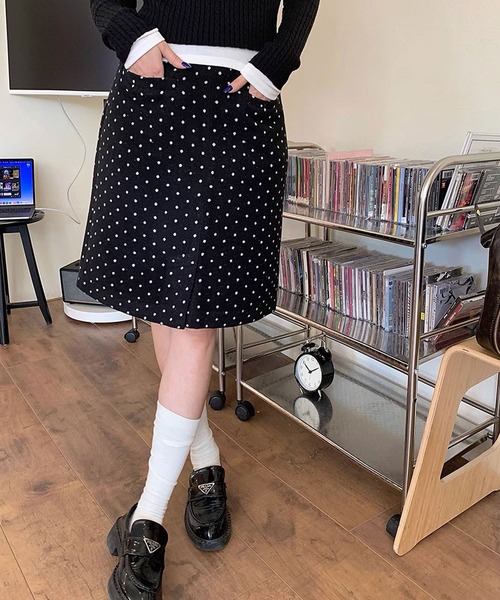 【 MEMECLE / メメクル 】ドット柄 ミディスカート（スカート）｜MEMECLE（メメクル）