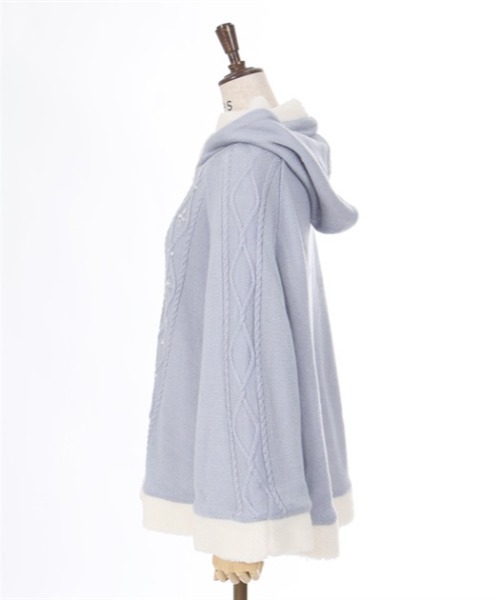 axes femme（アクシーズファム）の「ビジュー裏ボアニットポンチョ（ポンチョ・レディース・ホワイト/サックスブルー/ピンク・FREE）」の21枚目の写真