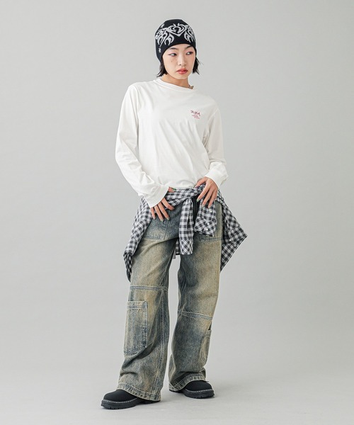 X-girl（エックスガール）の「TRIBAL BUTTERFLY JACQUARD BEANIE（ニットキャップ/ビーニー・レディース・ブラック/オフホワイト/ブラウン・ONE SIZE）」の9枚目の写真