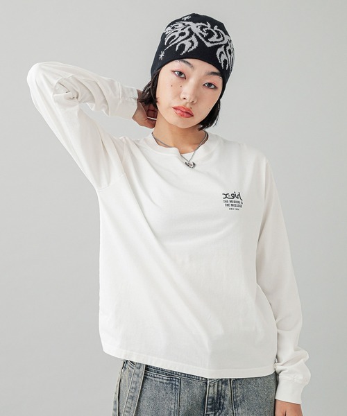 X-girl（エックスガール）の「TRIBAL BUTTERFLY JACQUARD BEANIE（ニットキャップ/ビーニー・レディース・ブラック/オフホワイト/ブラウン・ONE SIZE）」の5枚目の写真