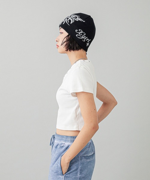 X-girl（エックスガール）の「TRIBAL BUTTERFLY JACQUARD BEANIE（ニットキャップ/ビーニー・レディース・ブラック/オフホワイト/ブラウン・ONE SIZE）」の12枚目の写真