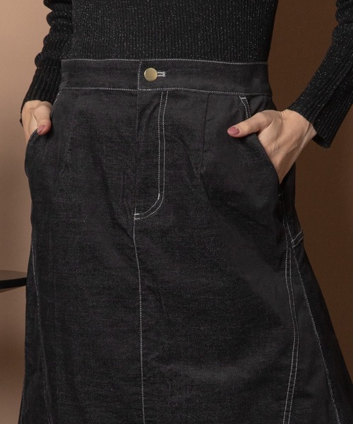 Bou Jeloud（ブージュルード）の「ベロアデニムスカート（デニムスカート・レディース・ブラック/インディゴブルー・38）」の3枚目の写真