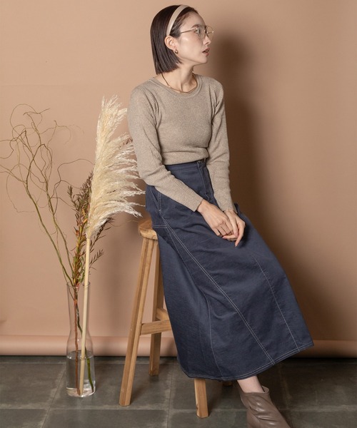 Bou Jeloud（ブージュルード）の「ベロアデニムスカート（デニムスカート・レディース・ブラック/インディゴブルー・38）」の11枚目の写真