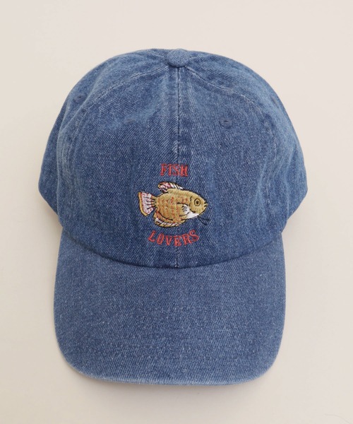 didizizi（ディディジジ）の「FISH LOVERS 刺繍キャップ（キャップ・レディース・ベージュ/ブルー/ピンク・FREE）」の3枚目の写真