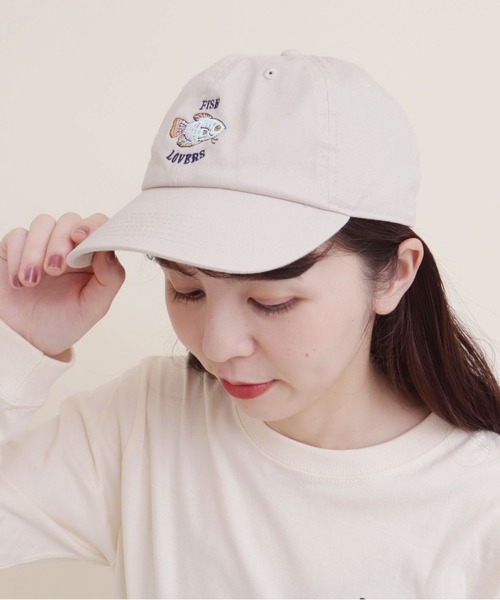 didizizi（ディディジジ）の「FISH LOVERS 刺繍キャップ（キャップ・レディース・ベージュ/ブルー/ピンク・FREE）」の5枚目の写真