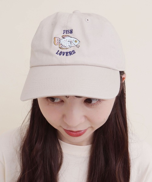 didizizi（ディディジジ）の「FISH LOVERS 刺繍キャップ（キャップ・レディース・ベージュ/ブルー/ピンク・FREE）」の4枚目の写真