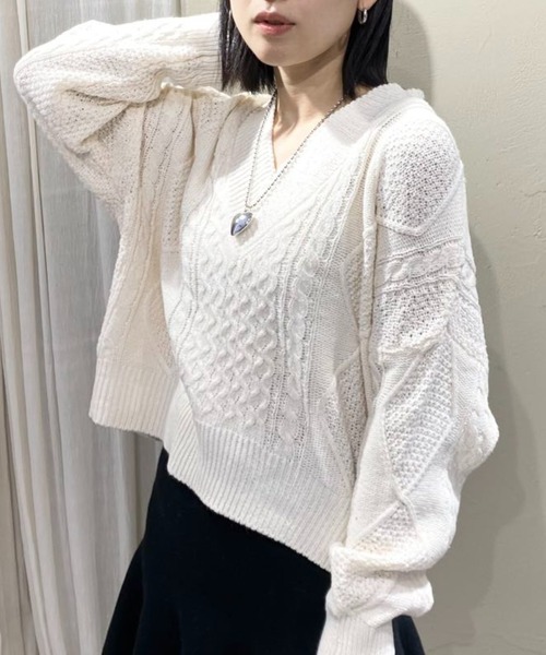 mebole（メボレ）の「バッグリボンニットセーター（ニット/セーター・レディース・ブラック/ホワイト/グリーン・FREE）」の6枚目の写真