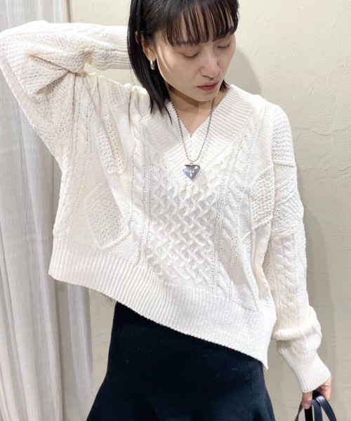 mebole（メボレ）の「バッグリボンニットセーター（ニット/セーター・レディース・ブラック/ホワイト/グリーン・FREE）」の8枚目の写真
