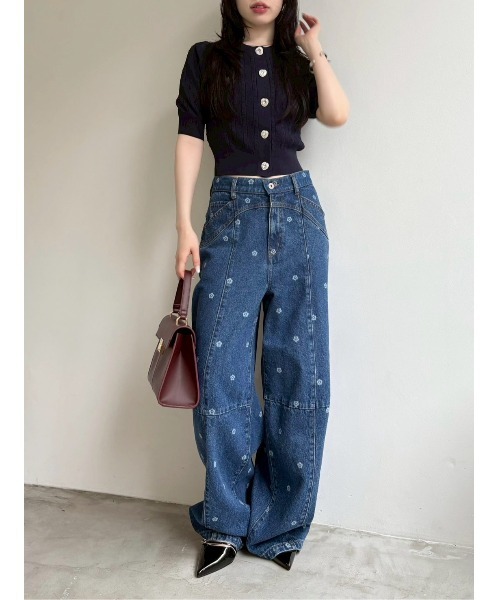 WEB限定】【LILY BROWN×MARY QUANT】デイジー柄ワイドデニム