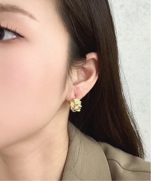 Burner（バーナー）の「【OKUOKU　0909】デザイン　フープピアス　両耳用　 oku-pierce-716970426077-8　Yy【RBTS】（ピアス（両耳用）・レディース・シルバー/ゴールド・FREE）」の2枚目の写真