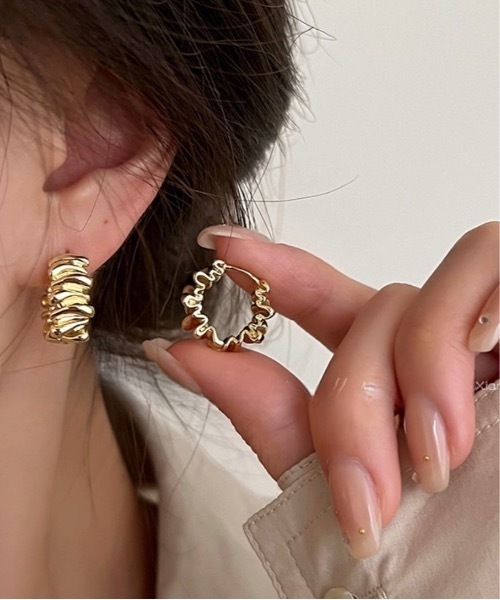 Burner（バーナー）の「【OKUOKU　0909】デザイン　フープピアス　両耳用　 oku-pierce-716970426077-8　Yy【RBTS】（ピアス（両耳用）・レディース・シルバー/ゴールド・FREE）」の11枚目の写真