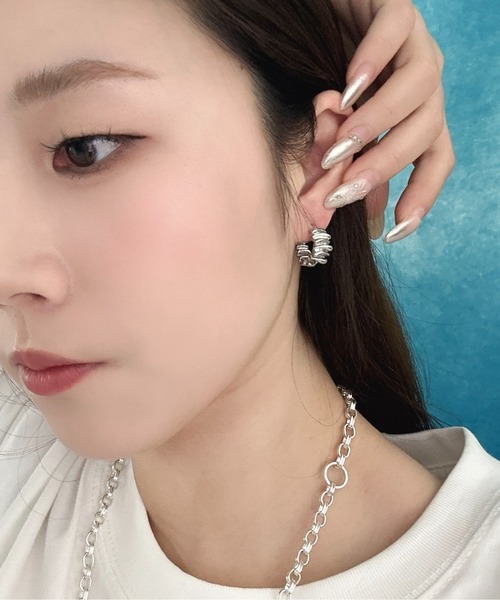 Burner（バーナー）の「【OKUOKU　0909】デザイン　フープピアス　両耳用　 oku-pierce-716970426077-8　Yy【RBTS】（ピアス（両耳用）・レディース・シルバー/ゴールド・FREE）」の7枚目の写真