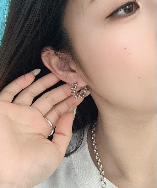 Burner（バーナー）の「【OKUOKU　0909】デザイン　フープピアス　両耳用　 oku-pierce-716970426077-8　Yy【RBTS】（ピアス（両耳用）・レディース・シルバー/ゴールド・FREE）」の8枚目の写真