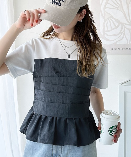 セール】簡単おしゃれが叶う。Tシャツ×ビスチェドッキング半袖