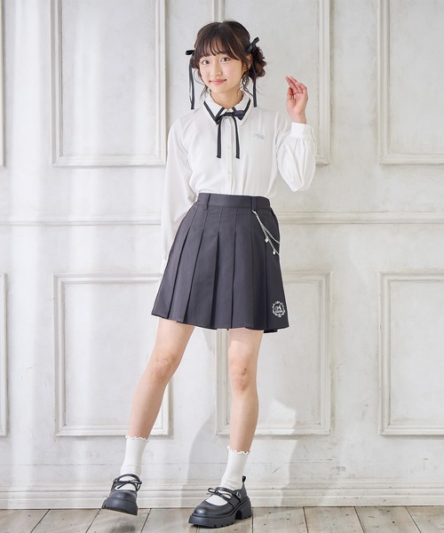 Amourire girl(アムリールガール)の「ジョーゼットリボンタイブラウス(シャツ/ブラウス・キッズ・ピンク/ブラック・110cm/120cm/130cm/140cm/150cm/160cm)」の6枚目の写真