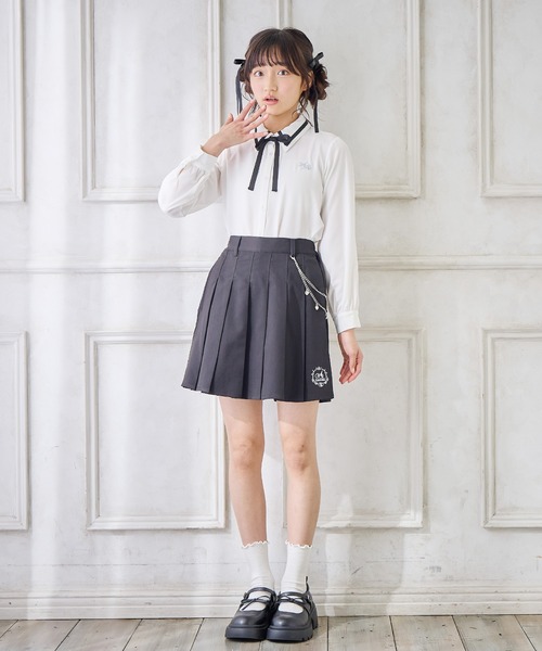 Amourire girl(アムリールガール)の「ジョーゼットリボンタイブラウス(シャツ/ブラウス・キッズ・ピンク/ブラック・110cm/120cm/130cm/140cm/150cm/160cm)」の7枚目の写真