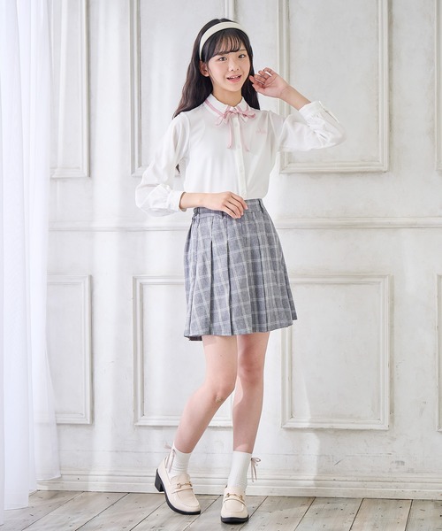 Amourire girl(アムリールガール)の「ジョーゼットリボンタイブラウス(シャツ/ブラウス・キッズ・ピンク/ブラック・110cm/120cm/130cm/140cm/150cm/160cm)」の10枚目の写真