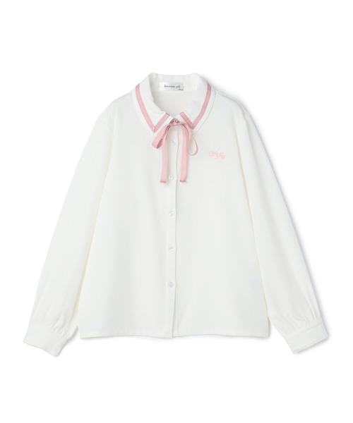 Amourire girl(アムリールガール)の「ジョーゼットリボンタイブラウス(シャツ/ブラウス・キッズ・ピンク/ブラック・110cm/120cm/130cm/140cm/150cm/160cm)」の12枚目の写真