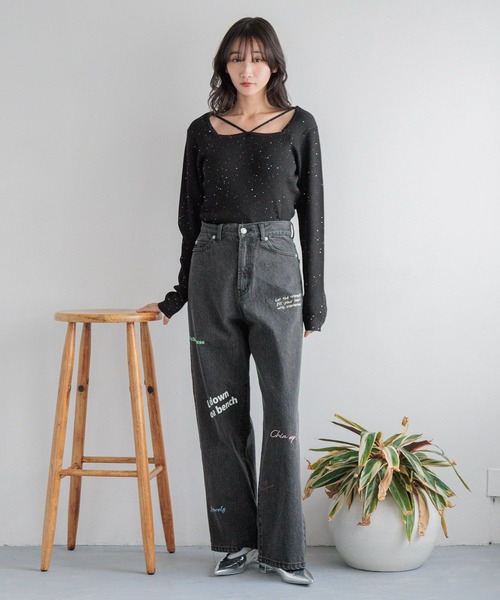 LOWRYS FARM（ローリーズファーム）の「メニウェイラメニットプルオーバーＬＳ 291982（ニット/セーター・レディース・ブラック/ピンク/グリーン/アイボリー・FREE）」の13枚目の写真