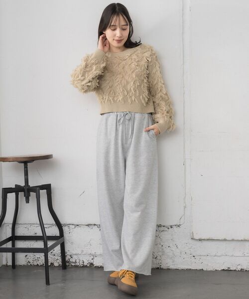 RETRO GIRL（レトロガール）の「フリンジニットプルオーバー（ニット/セーター・レディース・ダークブルー/ベージュ/ナチュラル・FREE）」の9枚目の写真
