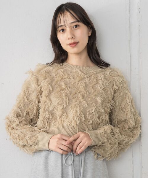 RETRO GIRL（レトロガール）の「フリンジニットプルオーバー（ニット/セーター・レディース・ダークブルー/ベージュ/ナチュラル・FREE）」の13枚目の写真