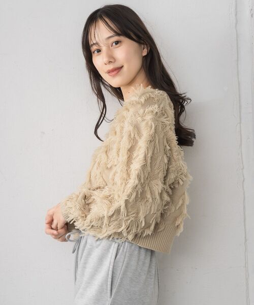 RETRO GIRL（レトロガール）の「フリンジニットプルオーバー（ニット/セーター・レディース・ダークブルー/ベージュ/ナチュラル・FREE）」の15枚目の写真