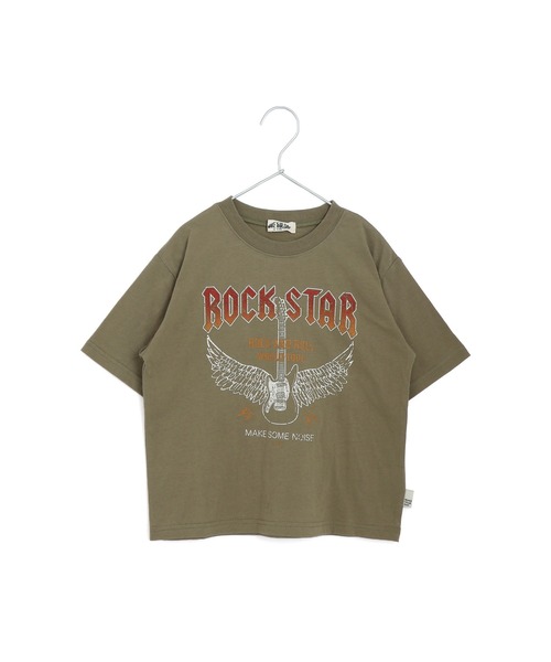 MAKE YOUR DAY(メイクユアデイ)の「ROCK STAR半袖Tシャツ■80~140cm(Tシャツ/カットソー・キッズ・オリーブ/チャコールグレー/オフホワイト・80/90/100/110/120/130/140)」の3枚目の写真