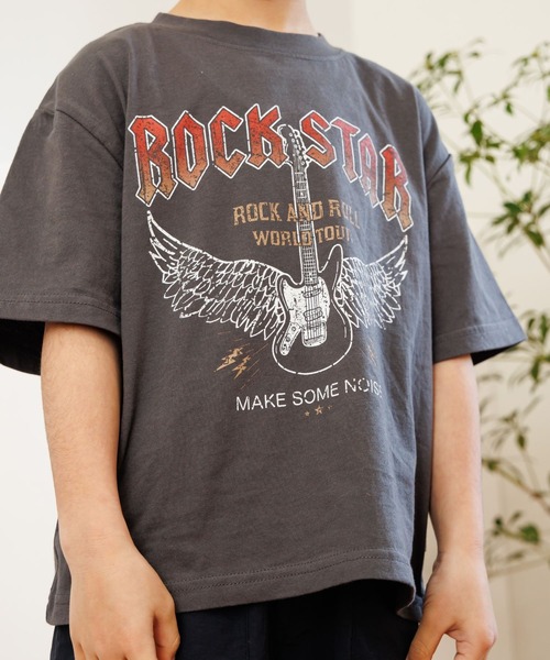 MAKE YOUR DAY(メイクユアデイ)の「ROCK STAR半袖Tシャツ■80~140cm(Tシャツ/カットソー・キッズ・オリーブ/チャコールグレー/オフホワイト・80/90/100/110/120/130/140)」の8枚目の写真