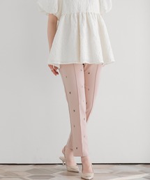 ローズ刺繍テーパードパンツ
