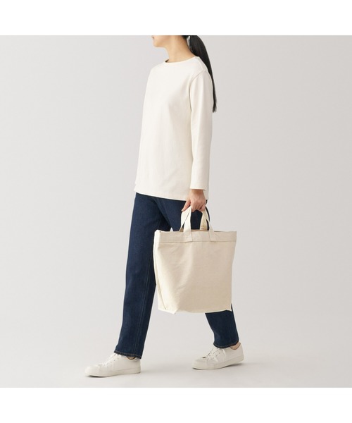 無印良品（ムジルシリョウヒン）の「帆布　２ＷＡＹトートバッグ（トートバッグ・レディース・ブラック/カーキ系/キナリ・FREE）」の9枚目の写真