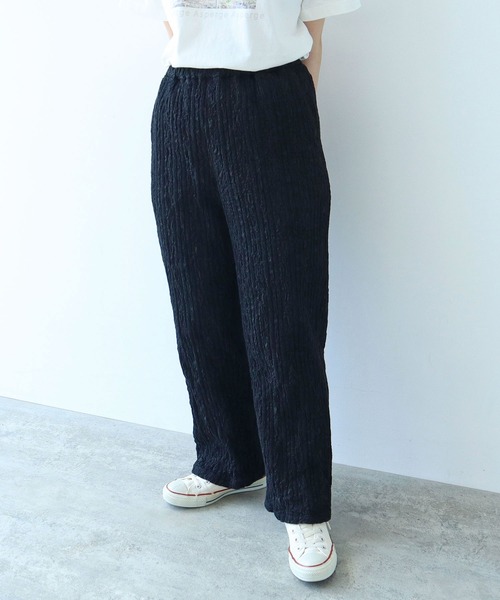 セール】【WEB別注カラー】ストライプ刺繍 easyパンツ