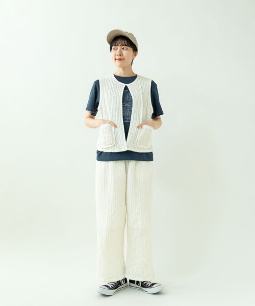 PAR ICI（パーリッシィ）の「【WEB別注カラー】ストライプ刺繍 easyパンツ(セットアップ対応)（その他パンツ・レディース・ホワイト/チェック/ブラック・FREE）」の15枚目の写真