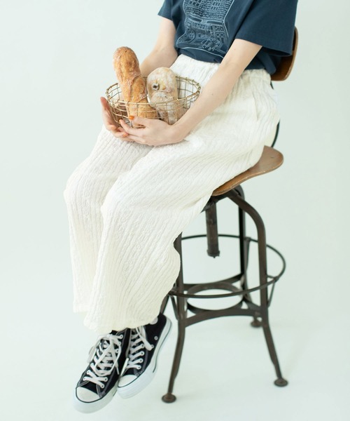 PAR ICI（パーリッシィ）の「【WEB別注カラー】ストライプ刺繍 easyパンツ(セットアップ対応)（その他パンツ・レディース・ホワイト/チェック/ブラック・FREE）」の7枚目の写真