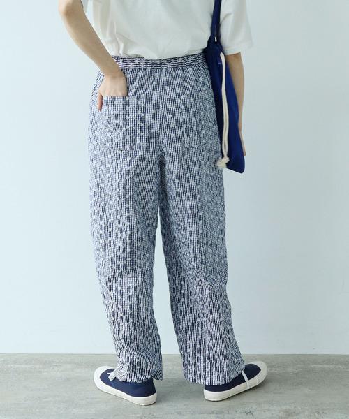 セール】【WEB別注カラー】ストライプ刺繍 easyパンツ