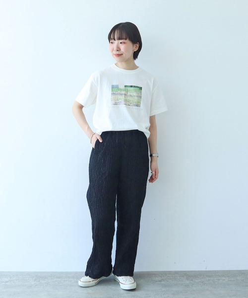 セール】【WEB別注カラー】ストライプ刺繍 easyパンツ